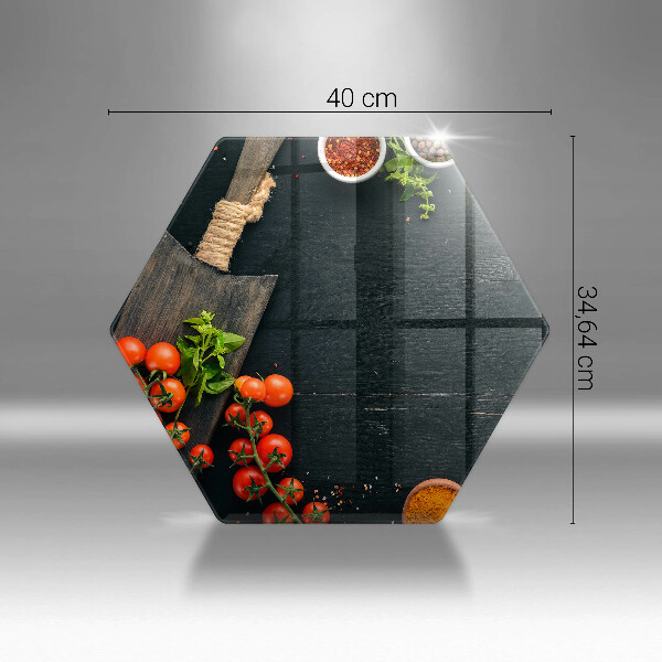 Glass chopping board Cherry tomatoes