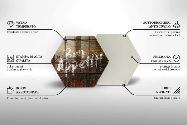 Chopping board glass Boards inscription Bon Appetit