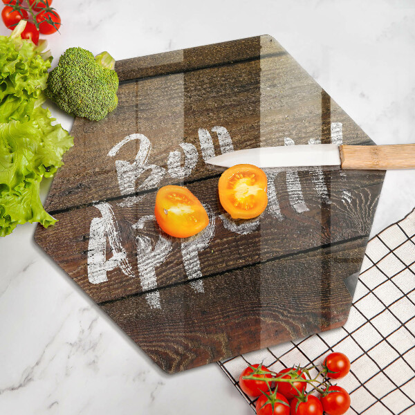 Chopping board glass Boards inscription Bon Appetit