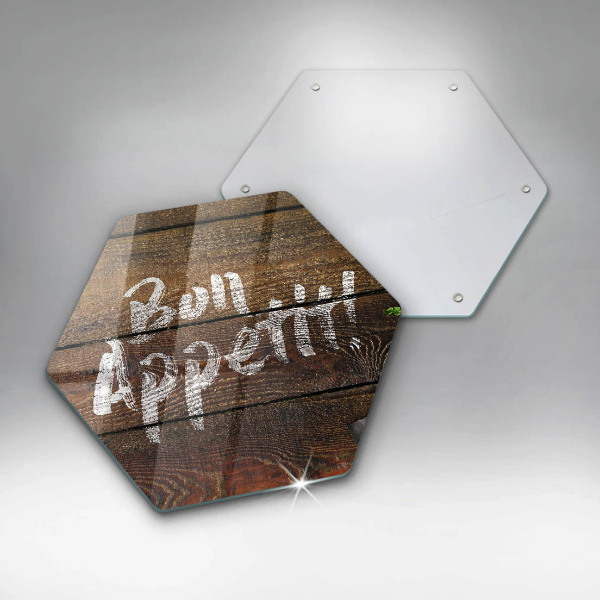 Chopping board glass Boards inscription Bon Appetit