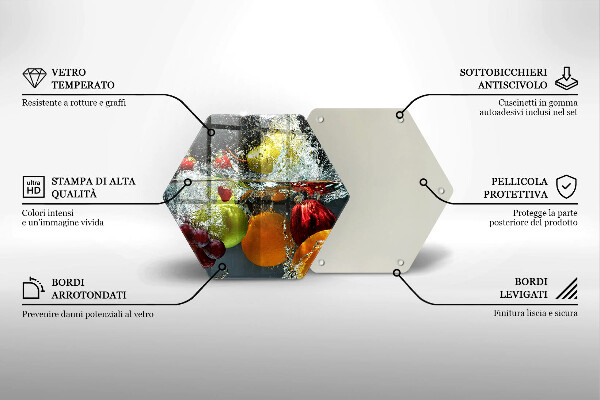 Chopping board glass Juicy fruit in water