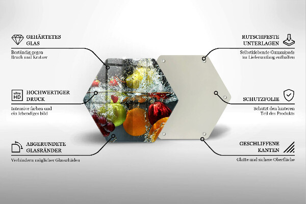 Chopping board glass Juicy fruit in water