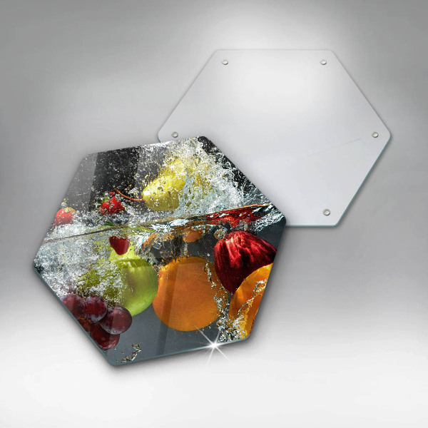 Chopping board glass Juicy fruit in water