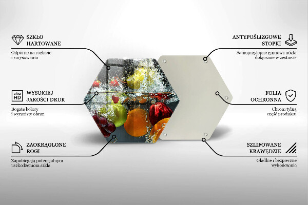 Chopping board glass Juicy fruit in water