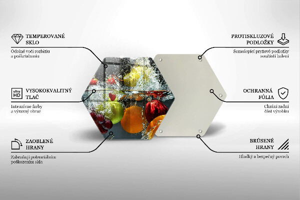 Chopping board glass Juicy fruit in water