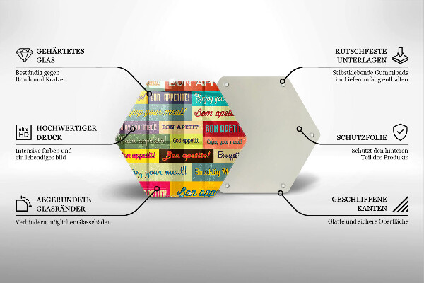 Chopping board glass Enjoy your meal transcriptions