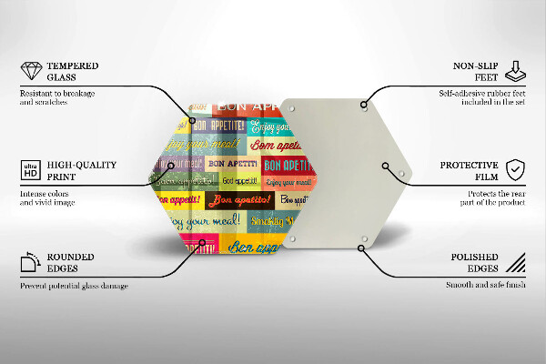 Chopping board glass Enjoy your meal transcriptions