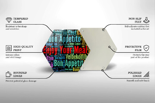 Chopping board glass Enjoy your meal transcriptions