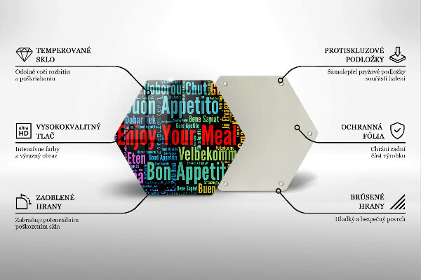 Chopping board glass Enjoy your meal transcriptions