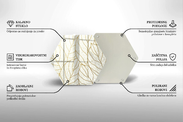Chopping board Line-art leaves pattern