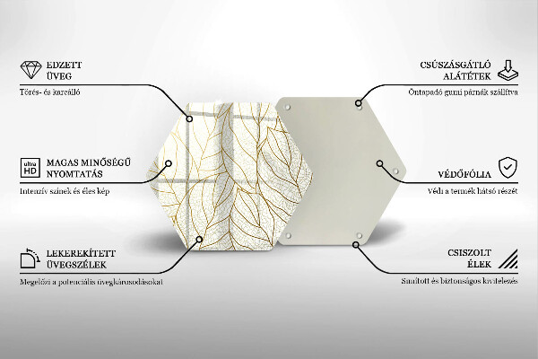 Chopping board Line-art leaves pattern