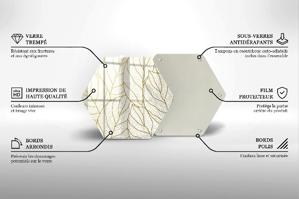 Chopping board Line-art leaves pattern