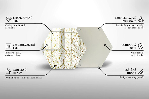 Chopping board Line-art leaves pattern
