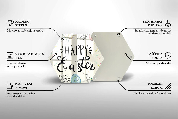 Glass chopping board Happy Easter