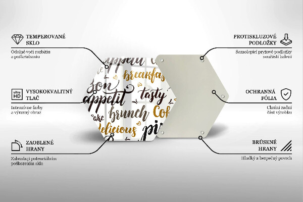 Glass chopping board Text Bon Appetit