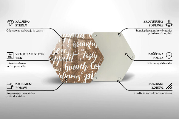 Glass chopping board Text Bon Appetit