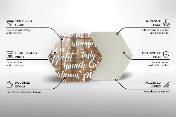 Glass chopping board Text Bon Appetit