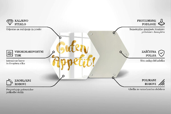 Glass chopping board The inscription GUTEN APPETIT!