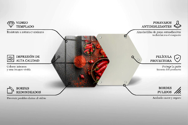 Glass chopping board Red chili peppers