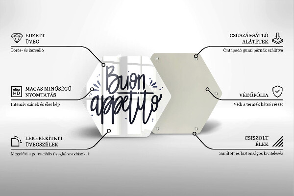 Glass worktop saver The inscription Buon Appetito