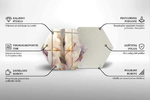 Glass worktop saver Painted boho leaves