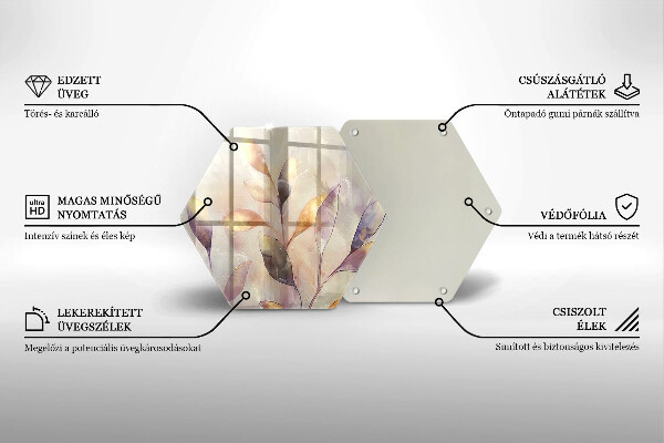 Glass worktop saver Painted boho leaves