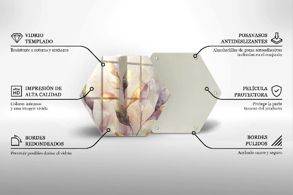 Glass worktop saver Painted boho leaves