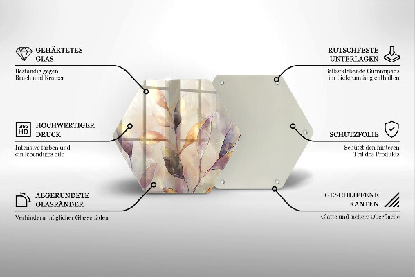 Glass worktop saver Painted boho leaves