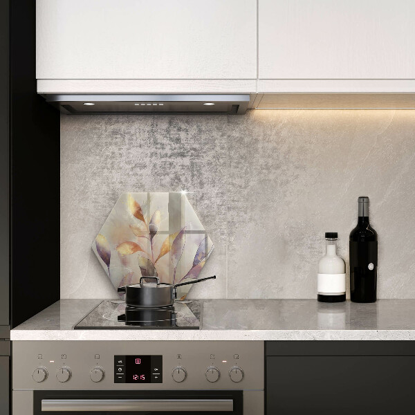 Glass worktop saver Painted boho leaves