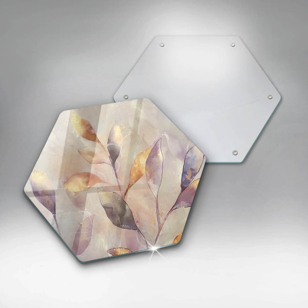 Glass worktop saver Painted boho leaves