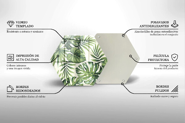 Glass worktop saver Illustration of the Monstera leaves