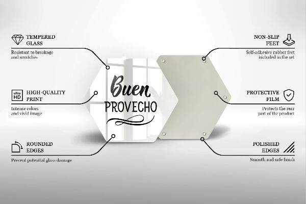 Glass worktop saver The inscription Buen Provecho