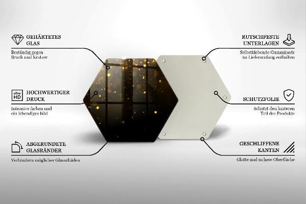 Glass kitchen board Golden glitter