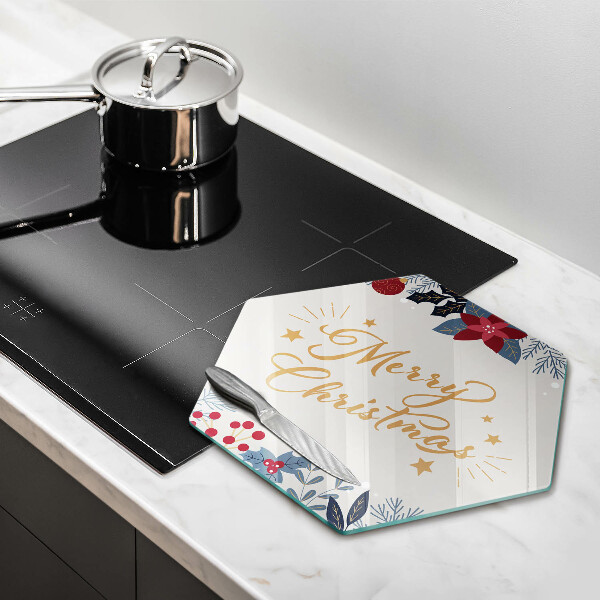 Glass kitchen board The inscription Mera Christmas