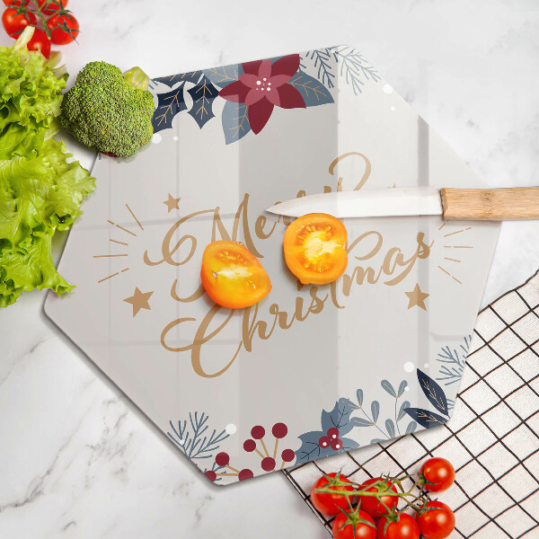 Glass kitchen board The inscription Mera Christmas