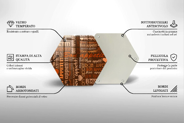 Chopping board glass Text Bon Appetit