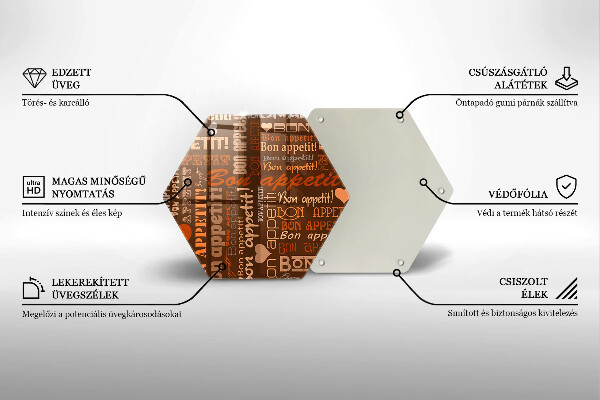 Chopping board glass Text Bon Appetit