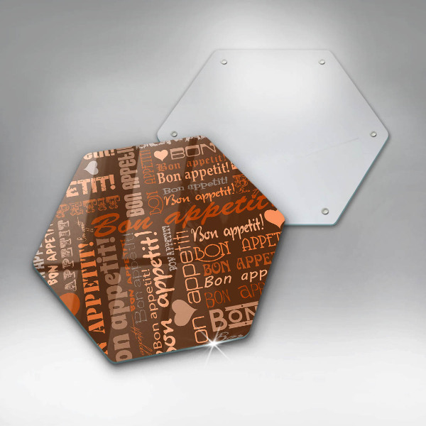 Chopping board glass Text Bon Appetit