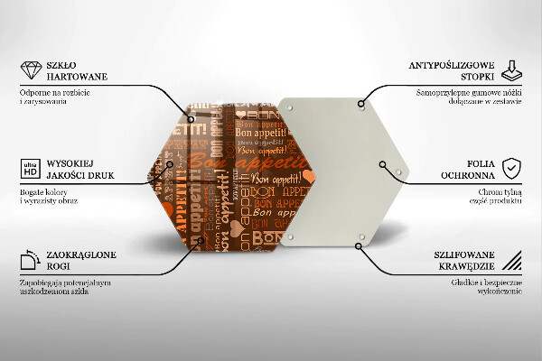 Chopping board glass Text Bon Appetit