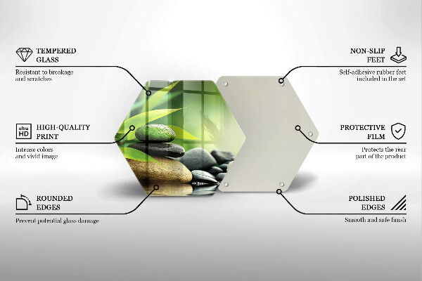 Chopping board Zen bamboo stones