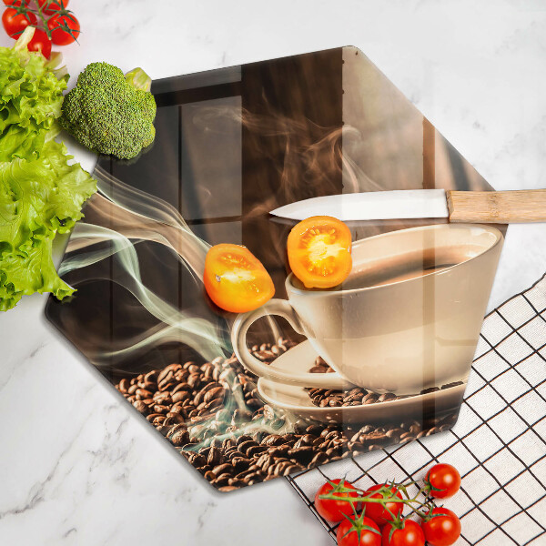 Chopping board Cup and coffee beans