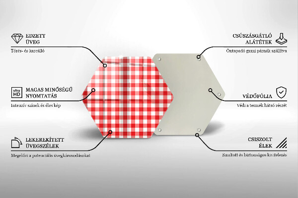 Chopping board Red white grille