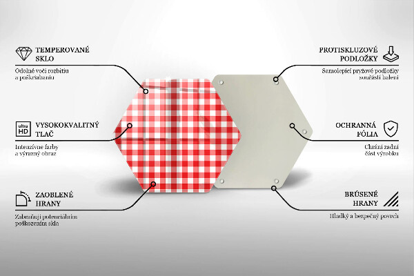 Chopping board Red white grille
