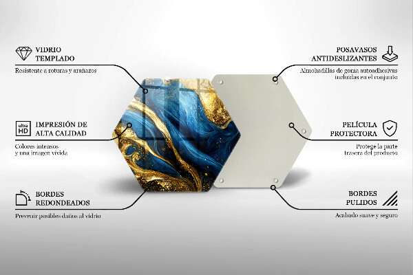 Chopping board Blue-gold marble