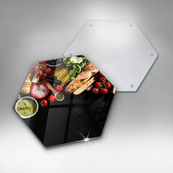 Chopping board Italian ingredients and spices