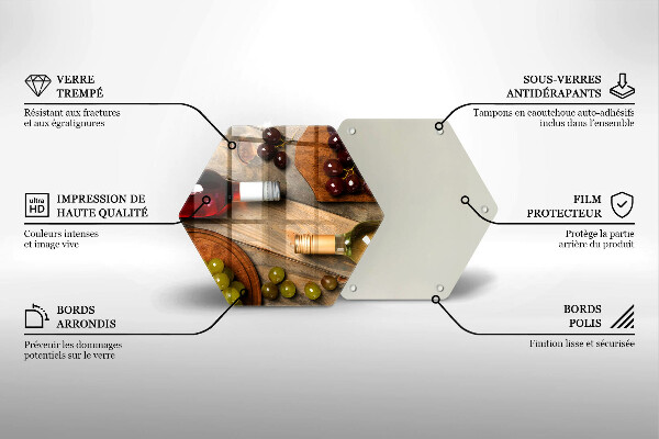 Chopping board Bottles of wine and grapes