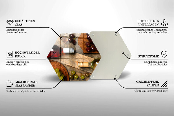 Chopping board Bottles of wine and grapes