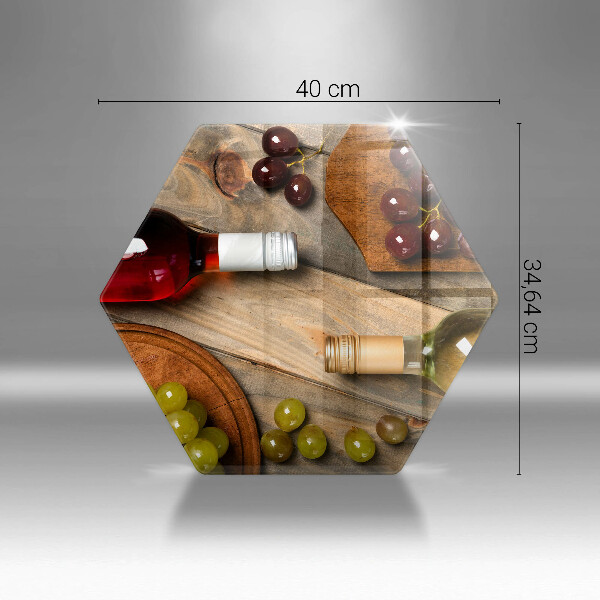 Chopping board Bottles of wine and grapes