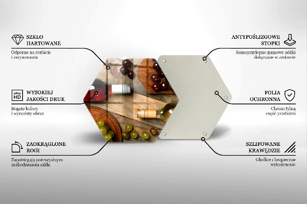 Chopping board Bottles of wine and grapes