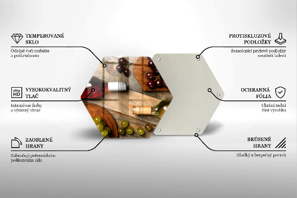 Chopping board Bottles of wine and grapes